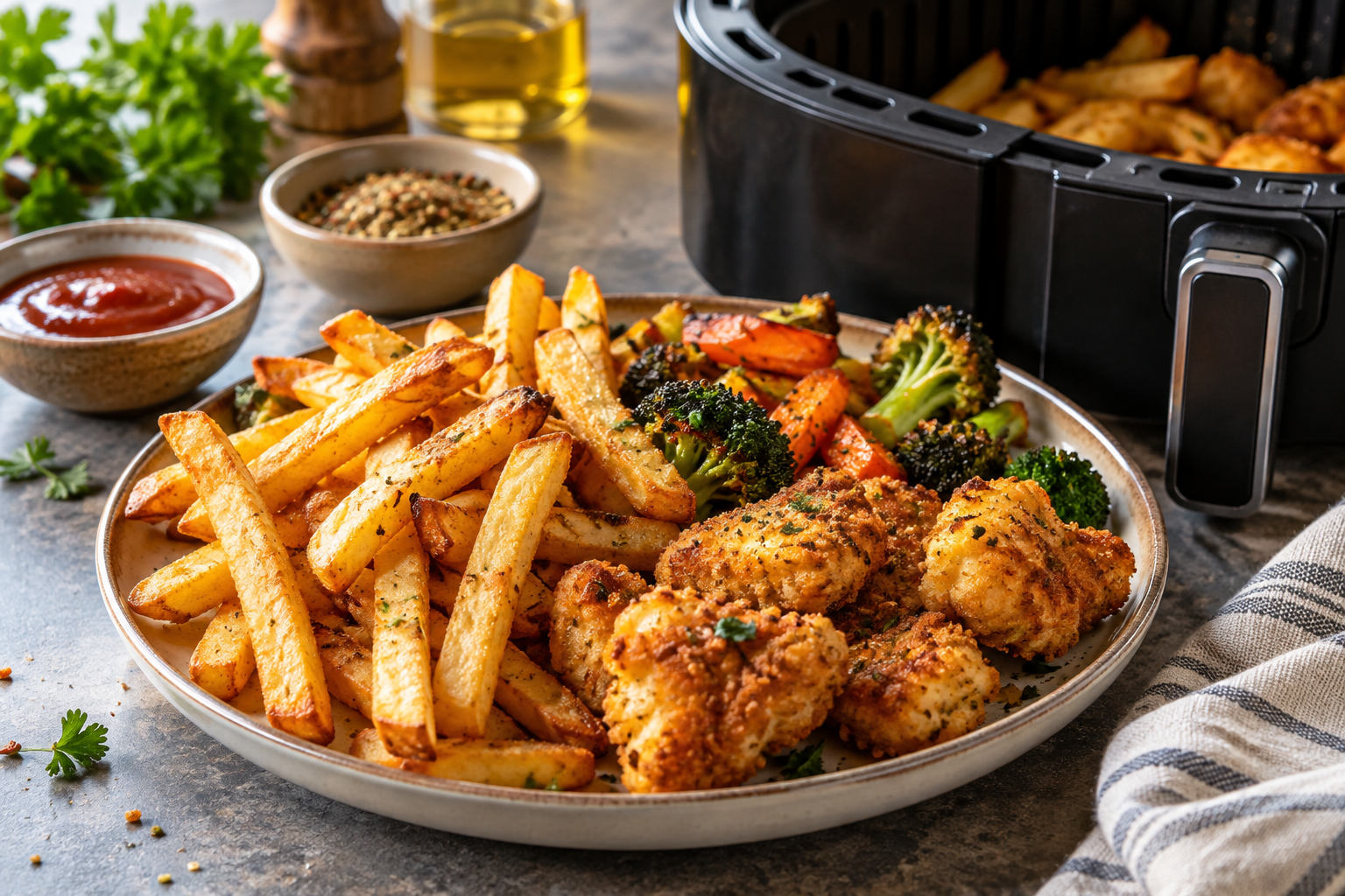 Crispy air fryer food showing the science behind the crunch