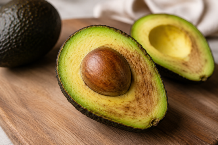 Avocado showing natural browning from oxidation