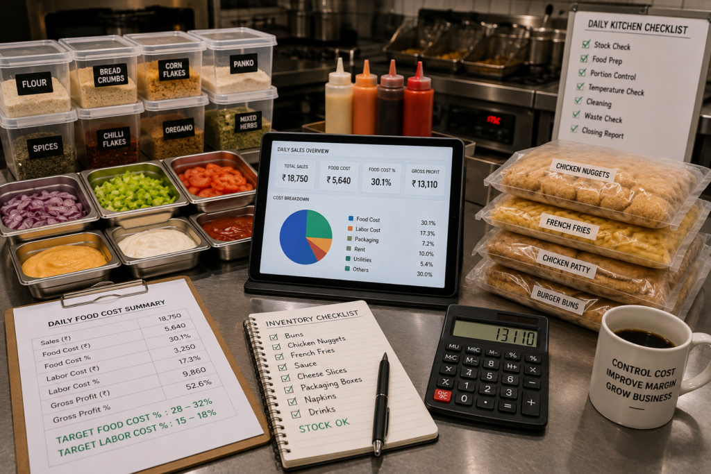 Restaurant inventory and food cost control with prepared ingredients