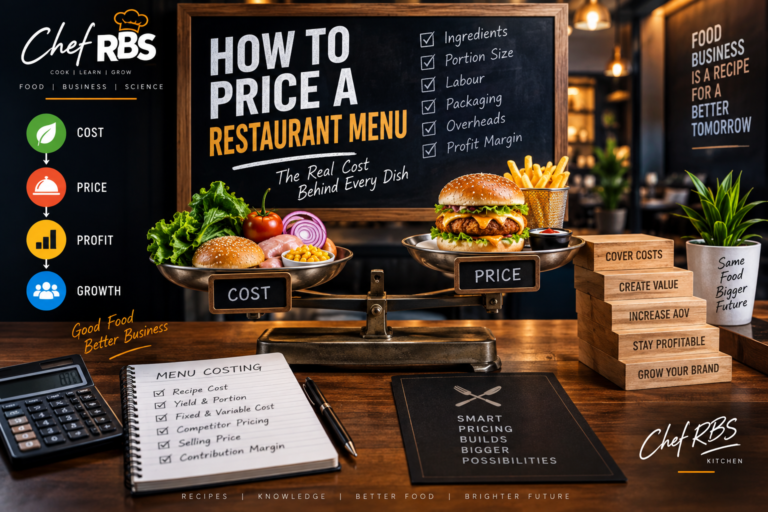 Restaurant menu pricing with food cost, labour and profit calculation