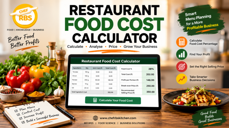 Restaurant food cost calculator for calculating food cost, pricing and profit