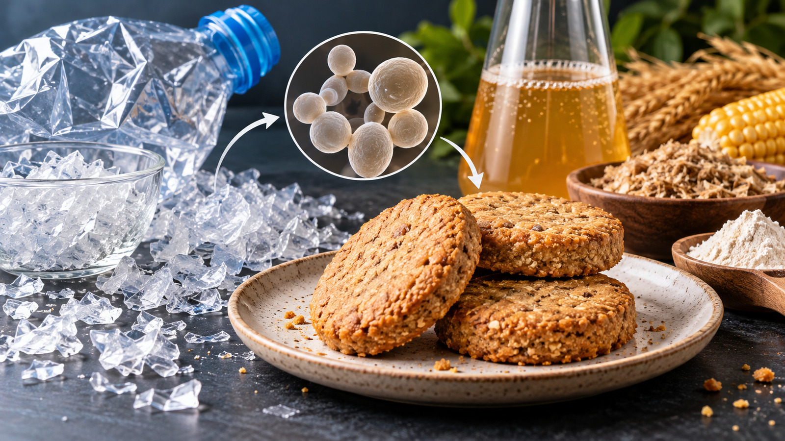 Food made from plastic using biotechnology and engineered yeast