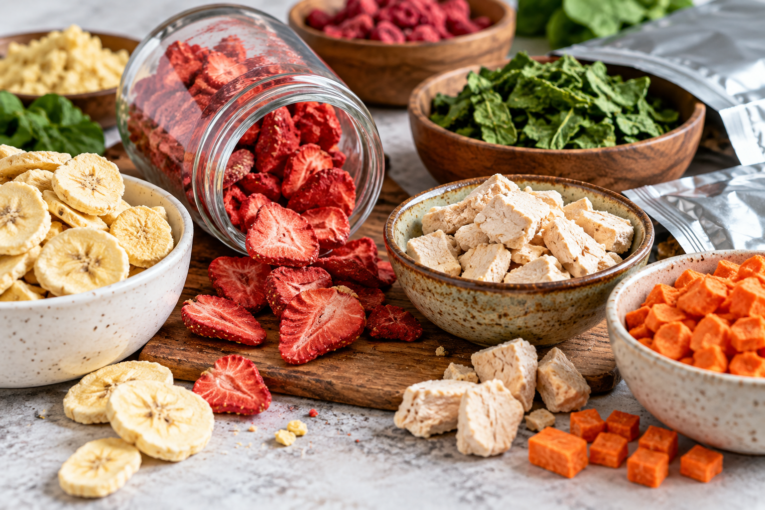 Freeze-dried food safety with freeze-dried fruits, vegetables and meal ingredients
