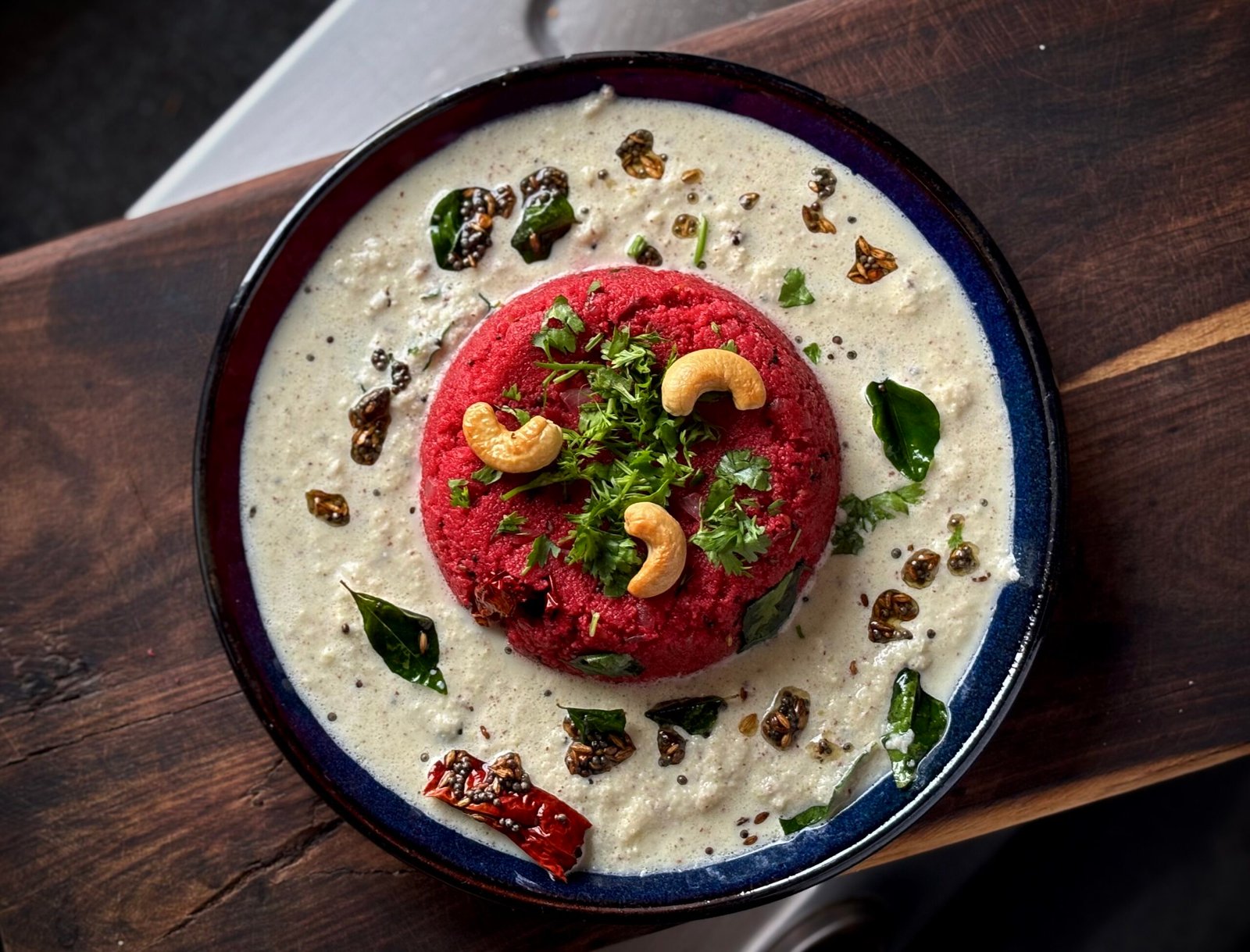 Beetroot upma with coconut chutney