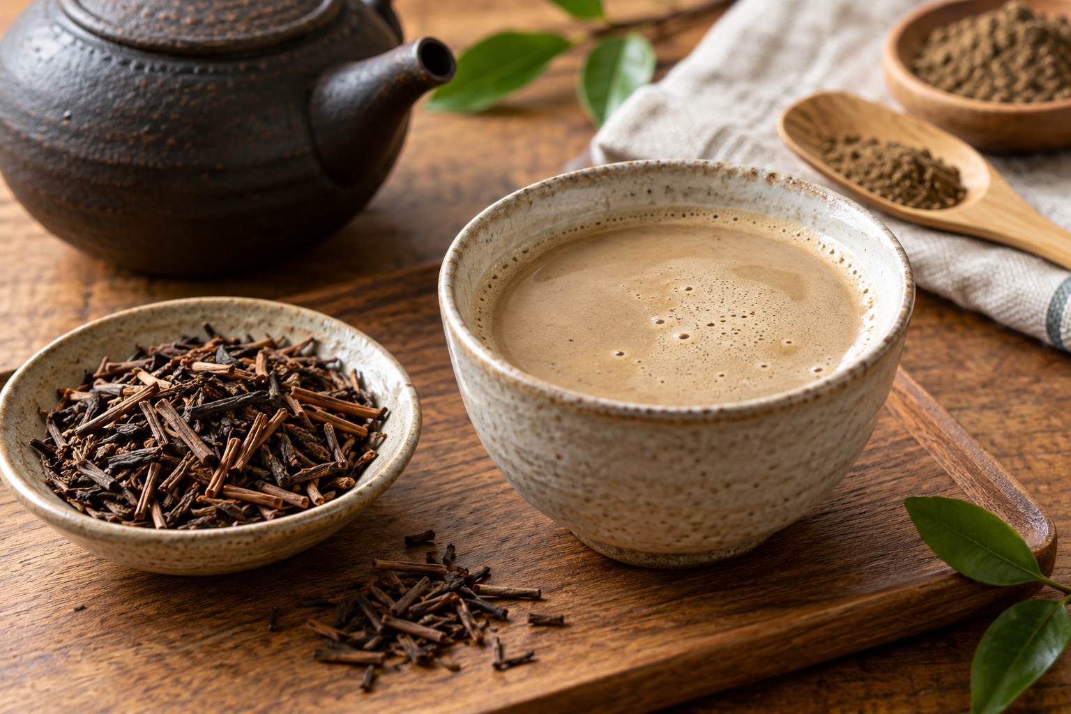 Hojicha tea with roasted Japanese green tea leaves