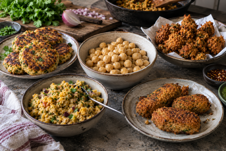 One base ingredient transformed into 5 different chickpea products
