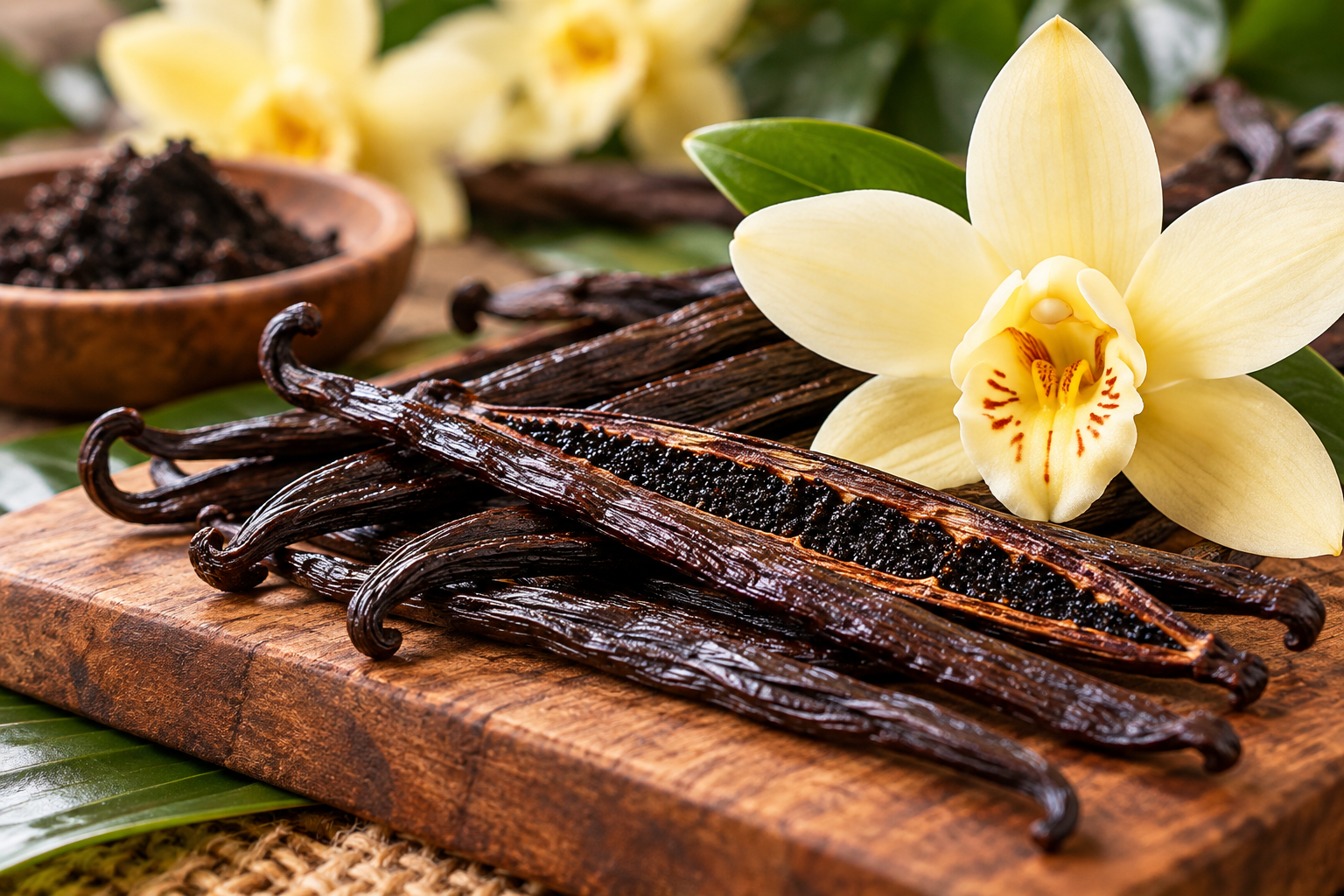 Tahitian vanilla flavor with vanilla beans and orchid